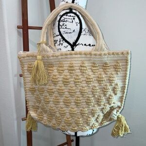 Elegant Cream Tassel Tote Bag